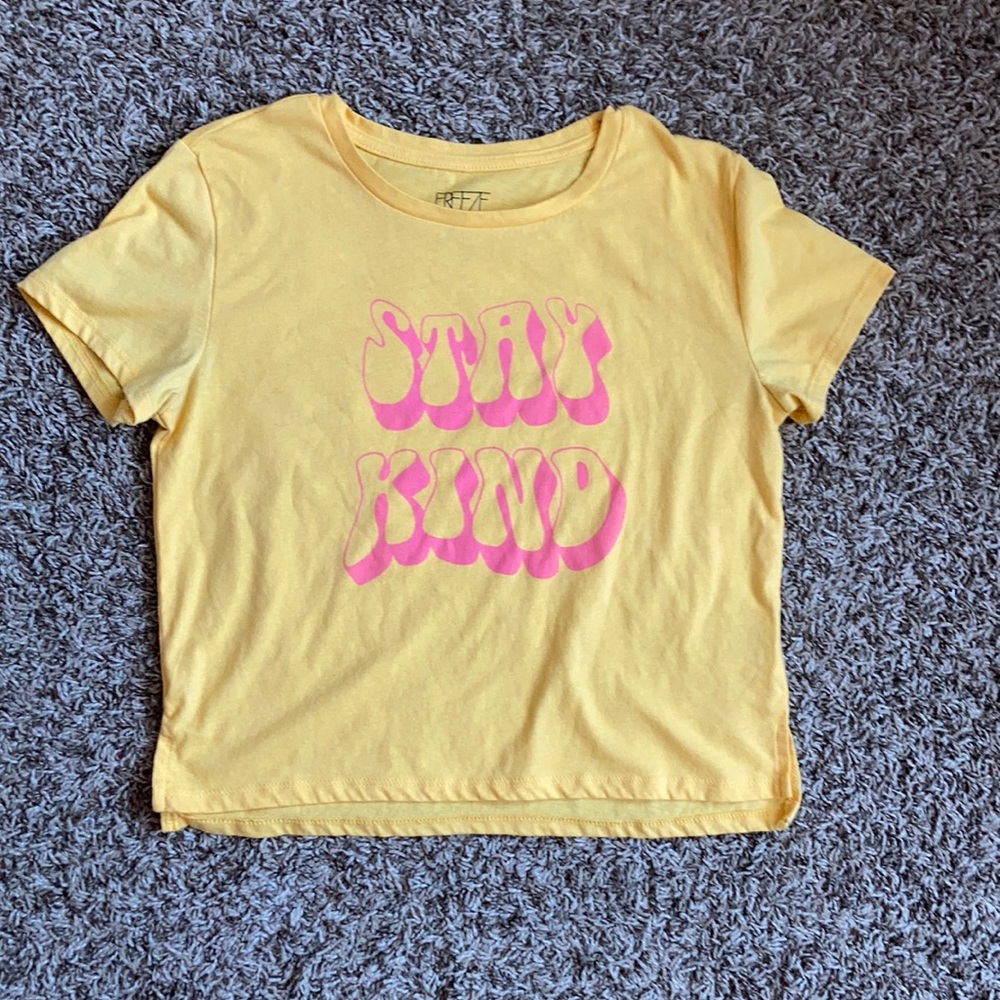 yellow Stay Kind crop top